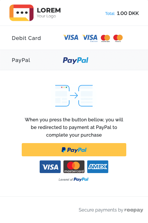 Reepay Payment Window Paypal